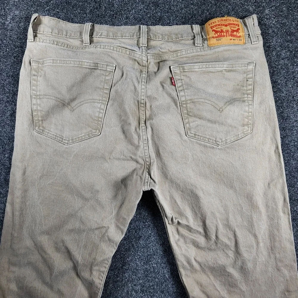 Levi's 505 Regular Fit Jeans Mens 40x32 Khaki Tan Straight Leg Denim Pants
